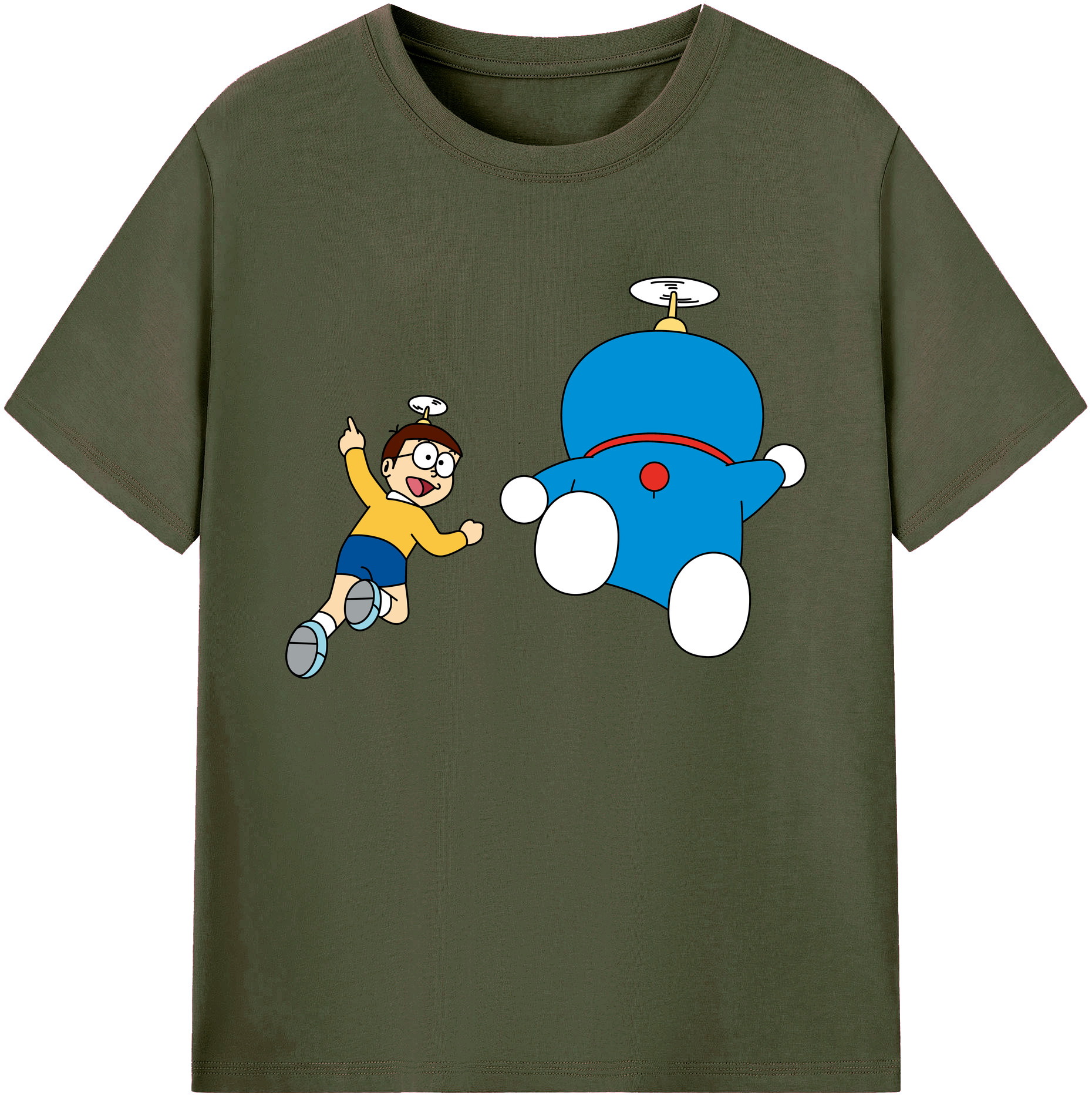 （画像用） ドラえもん 野比 のび太 Doraemon Nobita Nobi 綿100％ メンズ半袖Tシャツ｜肌触りやわらか＆通気性